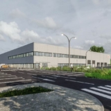 3D-Ansicht des neuen Produktionsstandorts von Dehn in Piteşti, Rumänien. Start der Produktion für kundenspezifische Überspannungsschutzgeräte ist für Mitte 2026 geplant (Foto: ctp).